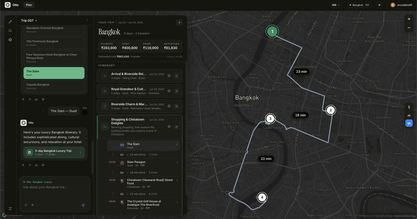 Otto live - chat becomes a day-by-day plan on a map